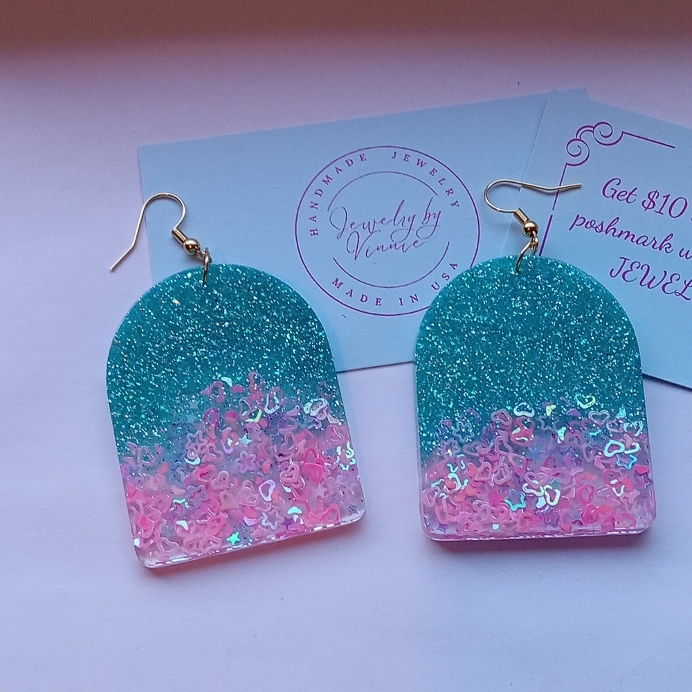 Hand Crafted Pink And Teal Caribbean Sunset Collection Arches